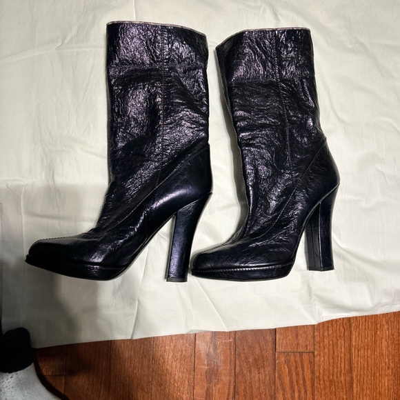 Missoni Fold-Over High Heeled Metallic Purple Leather Boots - Picture 8 of 16